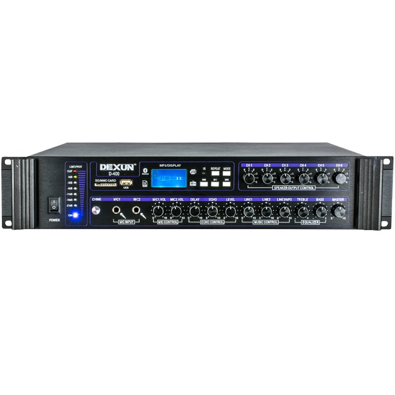 Dexun D-400 500 W USB-SD-BT 4-16 Ohm 6 Bölgeli  Trafolu Mixer Anfi