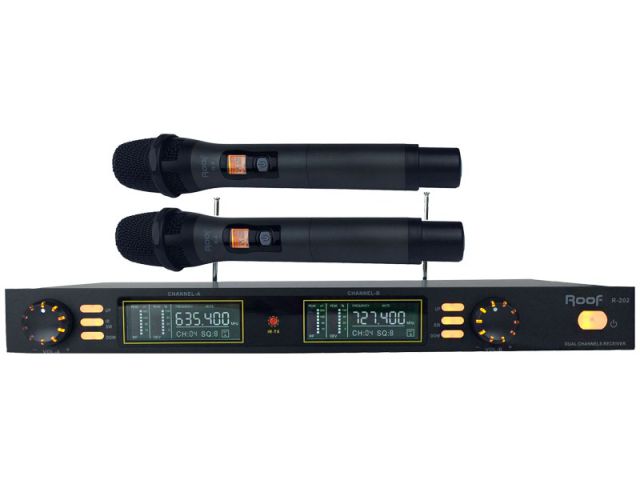 Roof R-202 2 El 2 Kanal UHF Kablosuz Telsiz Mikrofon