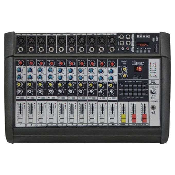 König K-10 P500 FX 2x250 Watt 10 Kanal Power Mikser