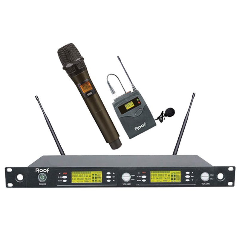 Roof R-1250S Uhf Band 2 Kanal El + Yaka Kablosuz Mikrofon Seti
