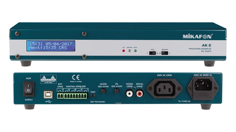Mikafon AK-E LCD - Programlanabilir Okul Zili PC-USB Bağlantılı